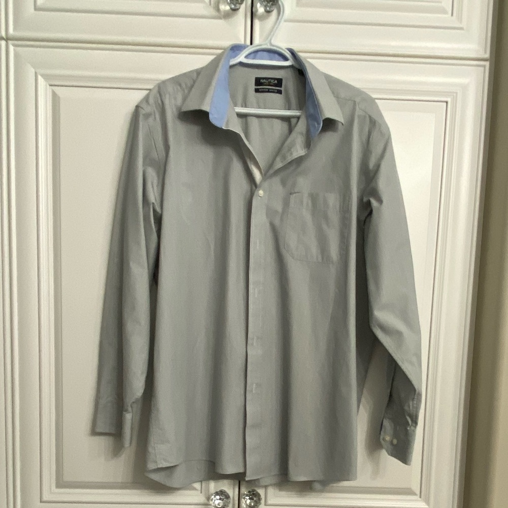 MEN’S NAUTICA NON IRON LONG SLEEVE DRESS BUTTON DOWN SHIRT 17 1/2 34/35